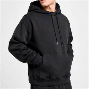 STREET <b>FLEECE</b> OVERHEAD <b>BLACK</b> ZIPPER-UP HOODIE PREMIUM HEAVYWEIGHT COTTON STREETWEAR OVERSIZED CASUAL AUTUMN EMBROIDERED MEN - Product Image 3