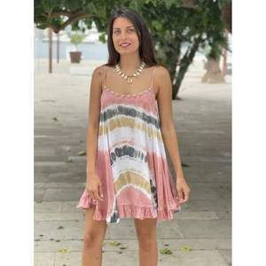 Vestido Largo Boho-Elegante con Estampado Tie Dye, Diseño Personalizado con Patrón Floral, Tela Transpirable para el Día a Día - Product Image 1