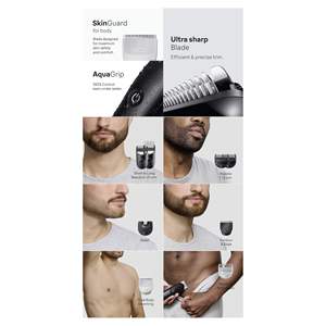 Kit de tondeuse multifonction 9-en-1 avec lame de précision, autonomie prolongée, poignée étanche et batterie pour une coupe précise du corps - Product Image 5