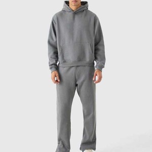 Custom Heavyweight 400Gsm Cotton <b>Tracksuit</b> for Men Printed Hoodie and Sweatpants Set 100% Cotton for Winter - Product Image 1