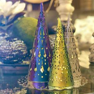 Multi-Color Star Pattern Metal <b>Tealight</b> Holder for Home Decoration for Christmas Tabletop and Decor from India - Product Image 5