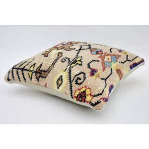 Bohemio Vintage 12x12 pulgadas Beige lana almohada tejida Kantha Patchwork bordado cojín liso decorativo uso del suelo - Product Image 5