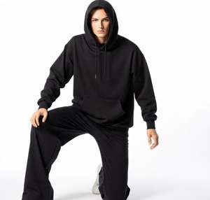 Wholesale OEM Tracksuit <b>Mens</b> <b>Black</b> 100% Cotton Tracksuit Sweatsuit Sets Breathable Oversized <b>Hoodies</b> & Jogger Sets - Product Image 5