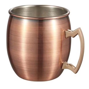 Taza de mula de Moscú ecológica de primera calidad, cobre antiguo pulido, latón Retro, mango dorado, cerveza de Metal UV Retro clásica - Product Image 3