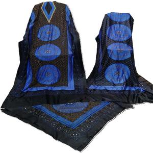 Ensemble somalien Baati Shaash Dirac de luxe non cousu en coton 3 pièces pour l'été, avec manches longues, broderie en soie et tissu polyester - Product Image 2