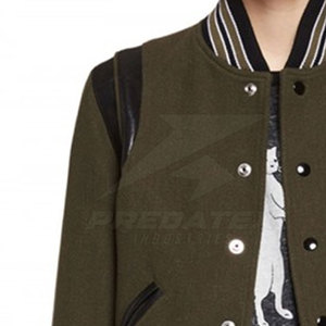 High Quality <b>Lightweight</b> Winter <b>Women</b> Letterman <b>Jacket</b> with Stand Collar Breathable Fabric Custom Logo - Product Image 5