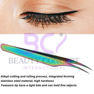 OEM Service Best Seller Rainbow Color Stainless Steel Latest Style 90 Degree Eyelash Grafted Tweezers - Product Image 5