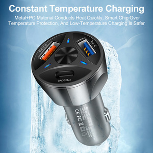 Gran Stock 55W 3 puertos USB PD cargador de coche rápido QC3.0 carga rápida 55W QC3.0 3.1A salida USB C PD20W cargador de coche para <span class=keywords><strong>IPhone</strong></span> - Product Image 3