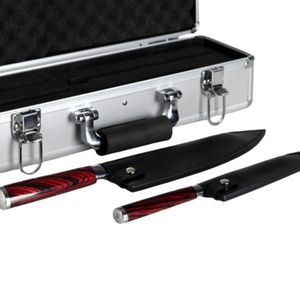 Ensemble de couteaux de cuisine professionnels en acier inoxydable, 2 pièces, lames de coupe aiguisées, manches en bois - Product Image 1