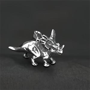 yunnique Style Men's Retro Hip-Hop <b>Titanium</b> Steel Pendant Necklace Vintage Triangular Dinosaur Design Fashion Wholesale - Product Image 3
