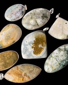 Colgante de piedras preciosas de jaspe de océano natural vintage, colgante bohemio vintage de piedras preciosas unisex, regalo para ella - Product Image 2