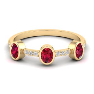 Anillos de Rubí y Moissanita con Corte Ovalado de 0.08 Quilates REYES para Mujer, Certificados por GRA, Plata de Ley 925, Joyería de Lujo - Product Image 1