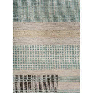 Tapis en laine noué à la main de style classique bleu Blythe, motif géométrique rectangulaire, pour couloir, en viscose moelleuse AKWL-1163 (Cs-01) pour la maison - Product Image 3