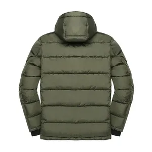 Men's Red Hooded Puffer Jacket Thick Polyester Filling Windproof Zipper Closure Casual Winter Coat Regular Fit Solid <b>Colour</b> - Product Image 2