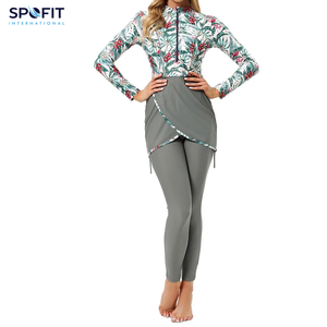 Modesto Muçulmano Swimwear All Black Burkinis Islam Maiô Biquíni Cobertura Completa Hijab Beachwear Swimwear Plus Size 3PCS - Product Image 5