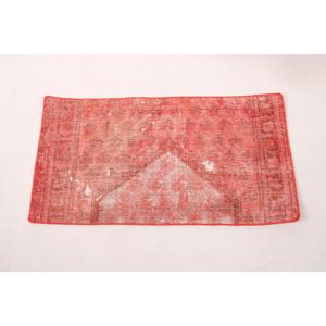 Alfombra Turca 1.7x3.2 pies (53x99 cm), Alfombra Roja Sólida Vintage - Product Image 5