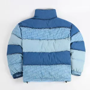 Veste universitaire matelassée pour homme, style streetwear, avec broderies en chenille et patchs, couleur contrastée - Product Image 3