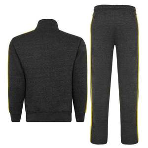 Survêtements personnalisés dernière Offre Spéciale de qualité supérieure en gros hommes gris foncé et rayures jaunes Gym Fitness vêtements de course ensembles de survêtements - Product Image 5