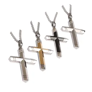 Colgante de Cruz de acero inoxidable personalizado para hombre y mujer para fabricante de collares, joyería de moda HipHop para parejas, colgantes chapados finos para hombre