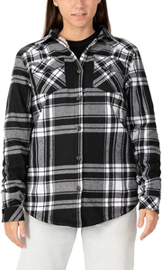 Automne femmes décontracté solide épais polaire flanelle chemise bouton matelassé doublé à manches longues noir - Product Image 2