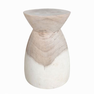 Premium High Quality Eco-Friendly Solid Suar Wood Handmade Multi-Function Hourglass Accent <b>Stool</b> Side <b>Table</b> for Hotel Use Luxury - Product Image 2