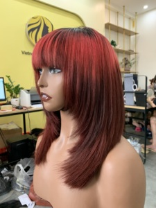 Peluca de cabello humano de longitud corta con capas de color, cabello Remy vietnamita, trama única - Product Image 2