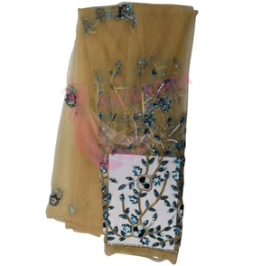 Nouvelle dentelle de tulle française africaine de luxe 2026, dentelle noire faite à la main, dentelle de voile perlée pour robes - Product Image 3