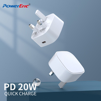 Chargeur mural USB-C 20W PD à charge rapide, prise UK, ignifuge, pour ordinateurs portables et téléphones mobiles Android, directement de l'usine