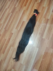 Cabello Humano Virgen Indio Liso Natural 100% Sin Procesar, Cutícula Alineada, a Granel para Extensiones - Product Image 3