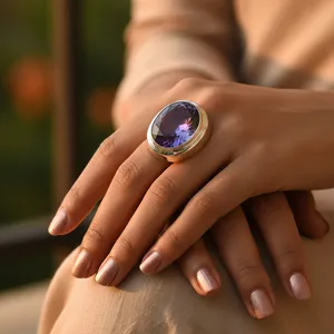Anillo de Plata 925 con Amatista para Mujer, Joyería con Piedras Preciosas - Product Image 2
