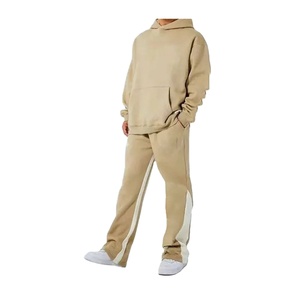 Peinture personnalisée noir évasé hommes survêtement Streetwear femmes pantalons empilés 2 pièces ensembles survêtement ensemble avec poches 2026 - Product Image 2