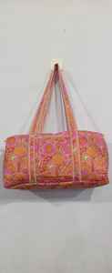 Indian Handmade Comfortable Cotton Fabric Quilted Duffle <b>Bag</b> for <b>Women</b> Casual Travel <b>Weekender</b> Zipper Shopping Shoulder - Product Image 2