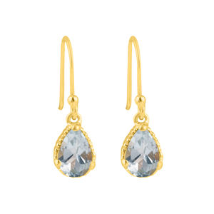 925ลูกแพร์บุษราคัมสีฟ้าตัดเป็นเงินสเตอร์ลิงสีทองคลาสสิกแหวนหมั้นครบรอบแต่งงานการตั้งค่าแบบทันสมัยสำหรับ - Product Image 5