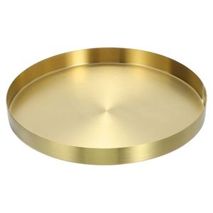 Bandeja moderna de metal dorado para la decoración del hogar Bandeja de servicio decorativa de Navidad de forma redonda Hierro hecho a mano con técnica de artesanía - Product Image 2