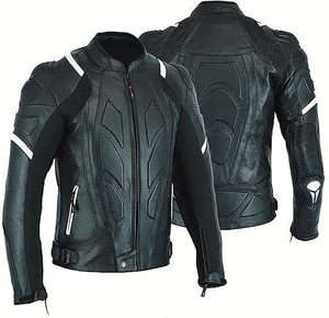 Chaqueta de moto de cuero genuino de carreras de nuevo estilo, cortavientos liso ajustado, chaquetas de moto de cuero de piel de oveja de talla grande - Product Image 3