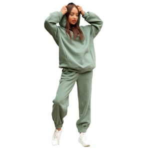 Custom Women's <b>Two</b> <b>Piece</b> Outfits Long Sleeve Crewneck Sweatsuit With Jogger Pants <b>Lounge</b> Wear <b>Sets</b> With Pockets - Product Image 3