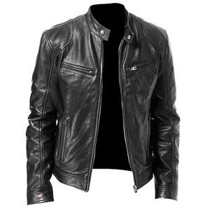 Chaqueta de cuero Bomber de piel de oveja genuina de alta calidad para hombre, chaquetas de cuero para motocicleta, chaqueta de cuero de Color negro para hombre 2026 - Product Image 1