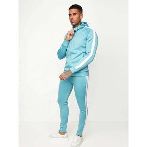 Personnalisable vente en gros de survêtements d'entraînement de gymnastique pour hommes ensemble de survêtements de jogging à capuche zippé coupe ajustée logo personnalisable gris - Product Image 1