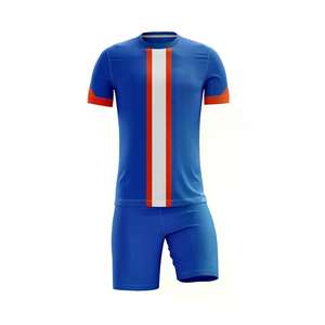 Uniforme de Fútbol de Manga Corta con Cuello Redondo Azul 100% Poliéster al por Mayor para Hombre y Mujer, Logotipo Personalizado Incluido - Product Image 4