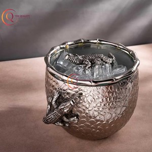 ถังแช่ไวน์และแช่แชมเปญโลหะพร้อมที่จับจระเข้คอลเลกชันเครื่องทำแชมเปญเสิร์ฟเนื้อสัมผัสที่เป็นเอกลักษณ์ - Product Image 5