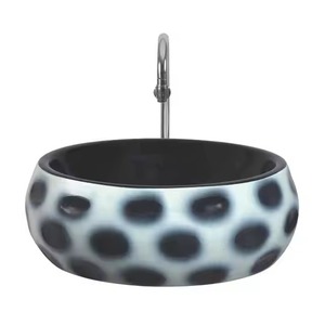 Productos sanitarios OEM de cerámica de calidad de exportación, lavabo de mano de mesa modelo redondo Retro de Color dorado, superventas, fabricado en India - Product Image 2