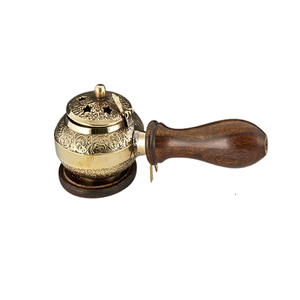 Superior Quality Brass Incense And <b>Bakhoor</b> Burner With Lid And Wooden Handle <b>Oud</b> Burner At Competitive Price - Product Image 6