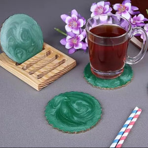 Minimalist High Gloss Resin Coaster Bohemian Style Handmade Eco-Friendly <b>Table</b> <b>Protection</b> High End Quality for Hot Cold Drinks - Product Image 1