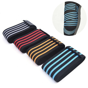 Sangles de soutien du coude avec design rayé, fermeture auto-agrippante, en nylon et coton respirant, unisexe, protection toutes saisons - Product Image 5