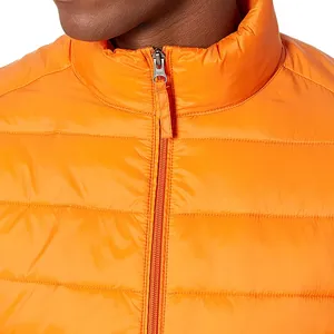 Chaqueta Acolchada para Hombre, Color Naranja, con Cuello Alto, Cierre de Cremallera, Estilo Casual, Impermeable, Resistente al Viento, Relleno de Poliéster, para Invierno - Product Image 2