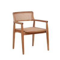 Chaise de patio en bois de teck avec dossier et assise en rotin d'Indonésie