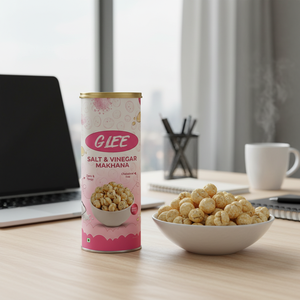 Makhana Tostada con Sabor a Sal y Vinagre en Lata Estilo Pringle, Snack Saludable, Crujiente y Ecológico de Glee Impex - Product Image 2