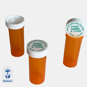 Marah Design Lock Push Turn Cap Vial Amber/Green Plastic/PP Child-Resistant BPA-Free Medication <b>Containers</b> - Product Image 3