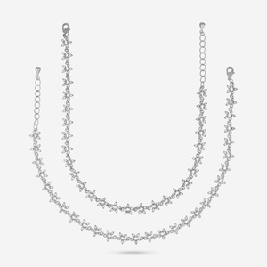 Chevillères de mariage bohèmes en zircon 187120 en acier inoxydable plaqué or avec chaînes de strass et perles, motif crochet, style bohème Payal - Product Image 5
