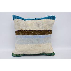 Oreiller Kantha en laine multicolore patchwork 16x16 pouces Coussin décoratif tissé avec motif vintage - Product Image 1